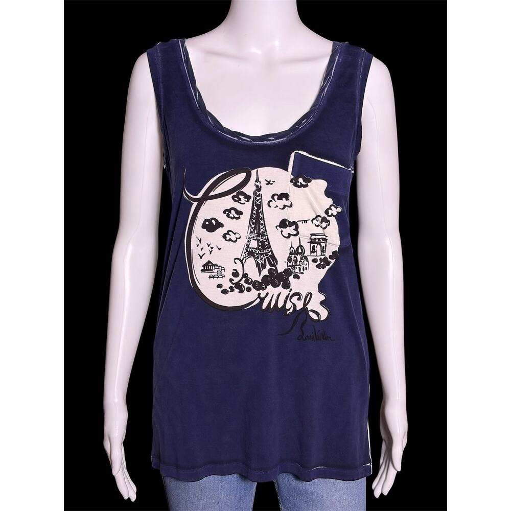 Rare Louis Vuitton 2012 Cruise Paris Eiffel Tower Graphic Print Pocket Tank Top